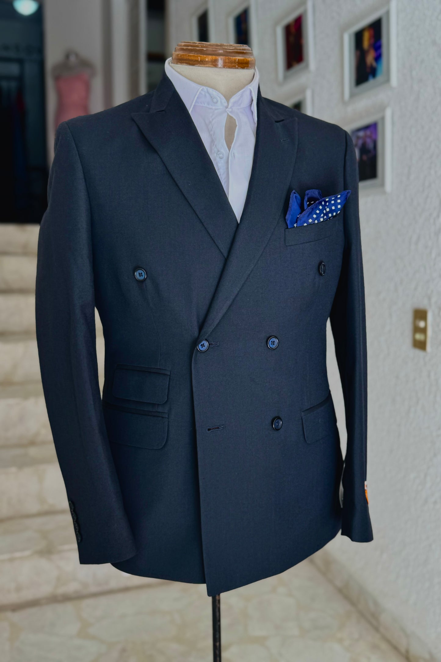 Traje Cruzado Azul Medianoche