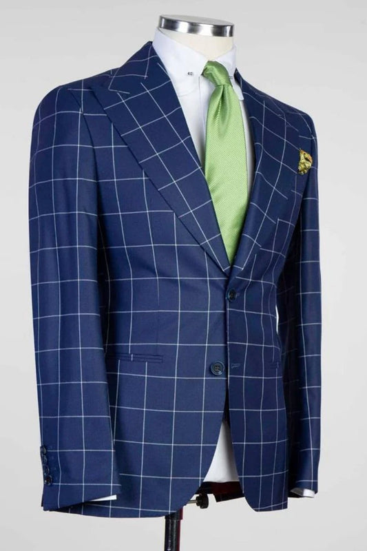 Traje Azul Cuadro de Ventana Bespoke