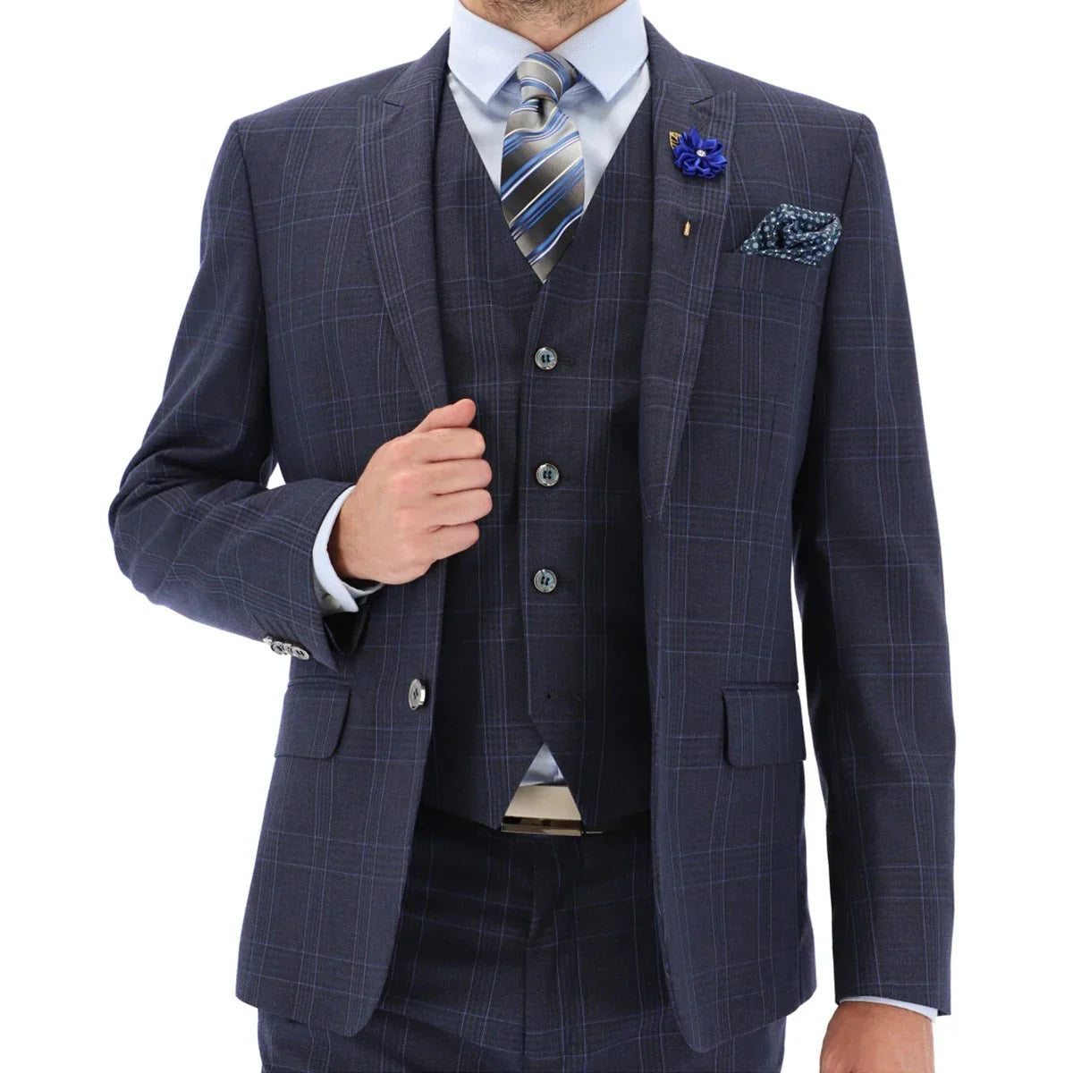 Traje Príncipe de Gales Azul